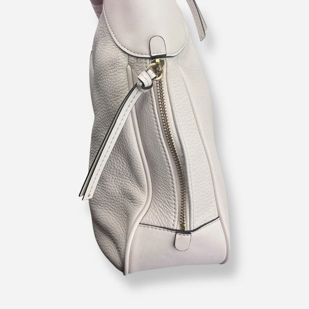 Calvin Klein Ivory Bone White‎ Hobo Pebbled Leather Adj Strap Shoulder Bag Purse